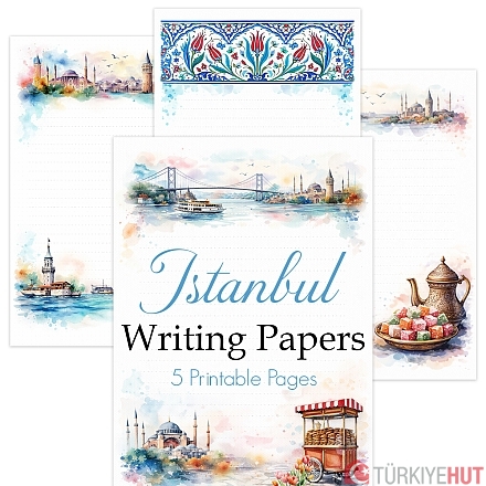 Free Printable Watercolour Istanbul Letter Papers